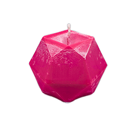 Vela artesanal rosada con forma hexagonal, moldeada a mano, diseño decorativo moderno