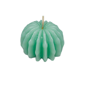 Vela artesanal en forma de cactus redondo color aguamarina – Decorativa y natural