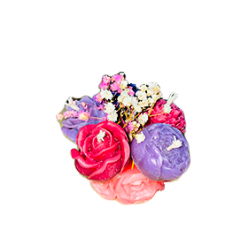 Mini ramo de rosas con vela artesanal y maxwells decorativos hecho
