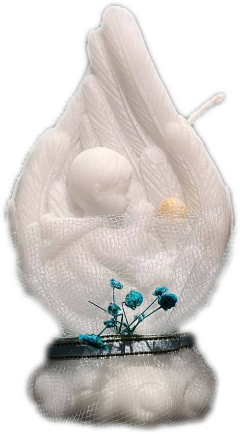 Vela artesanal con ángel para bautizo, primera comunión o confirmación